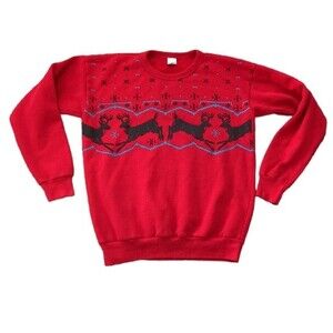 Vintage 90s Tultex Reindeer Christmas Sweatshirt Medium